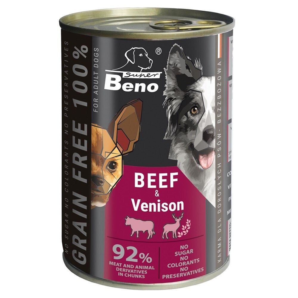 Super Beno Beef Venison Wet Dog Food 415g