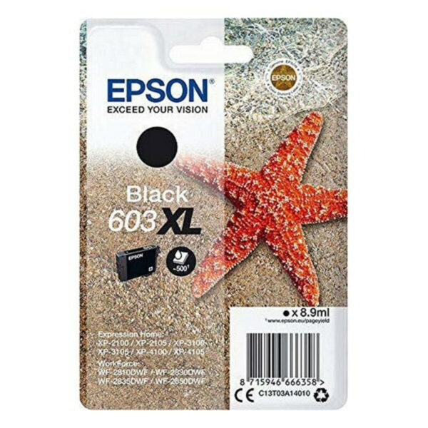 Epson 603XL Γνήσιο Μελάνι Εκτυπωτή InkJet Μαύρο (C13T03A14020)