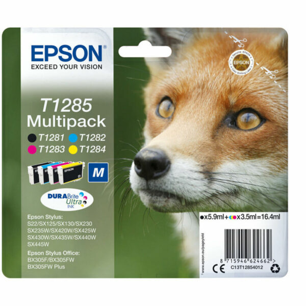 Epson T1285 Γνήσιο Πακέτο 4 Μελανιών Εκτυπωτή InkJet Μαύρο / Πολλαπλό (Color) (C13T12854022)