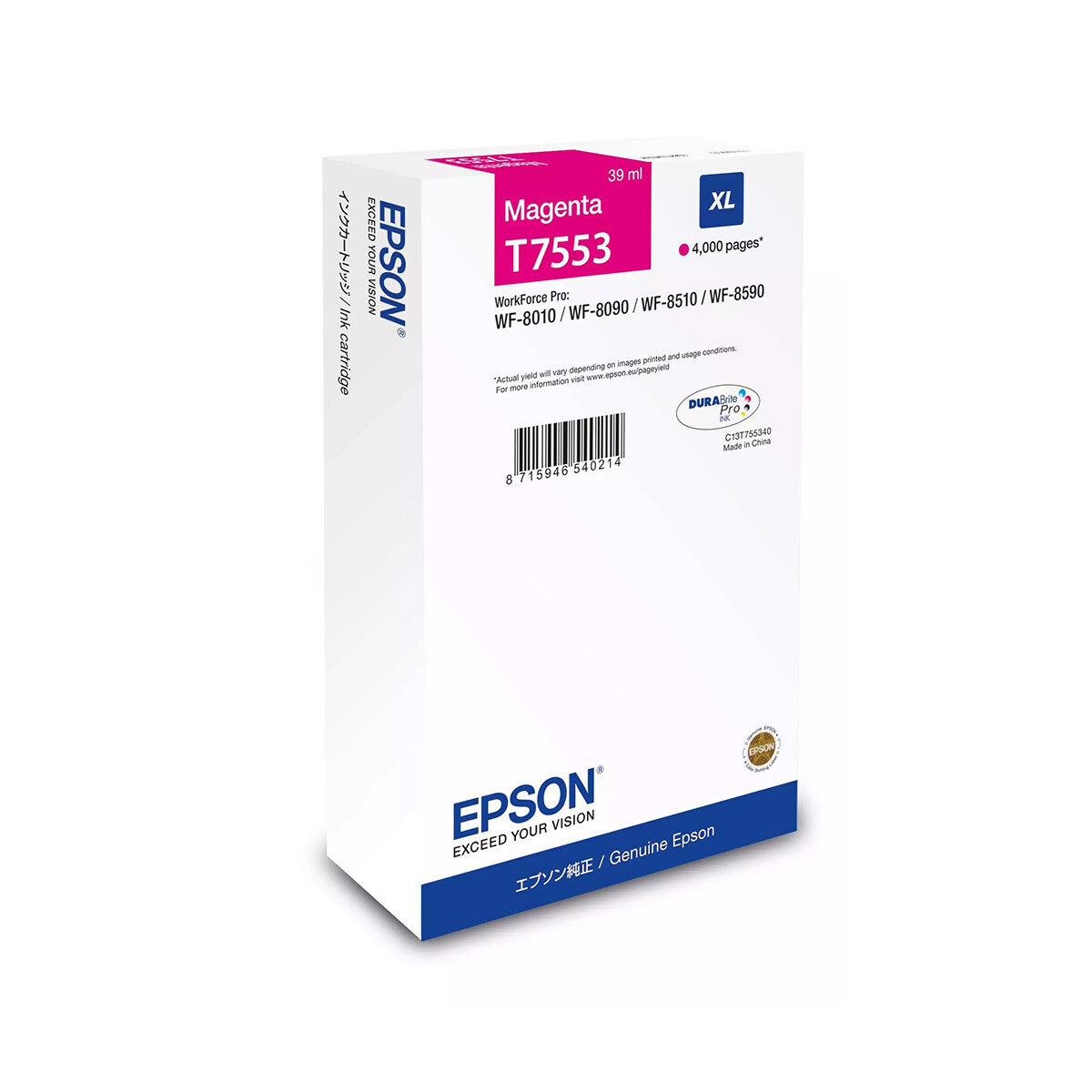 Epson T7553 Γνήσιο Μελάνι Εκτυπωτή InkJet Ματζέντα (C13T75534N)