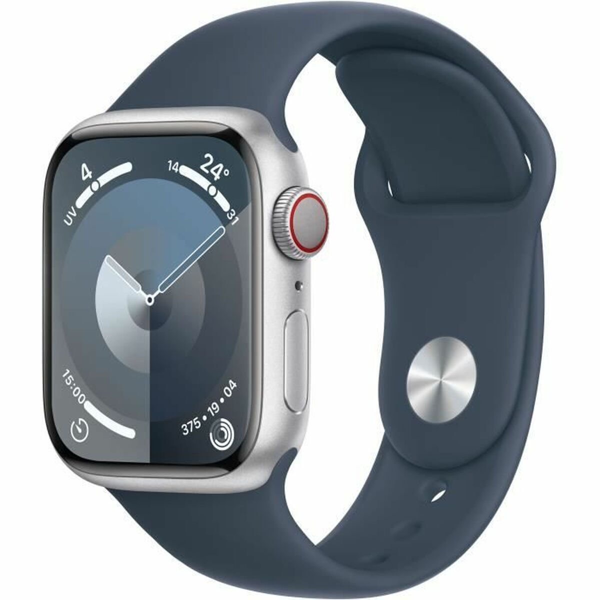Apple Watch Series 9 Cellular 41mm Silver με Storm Blue Sport Band (M/L) - Image 1