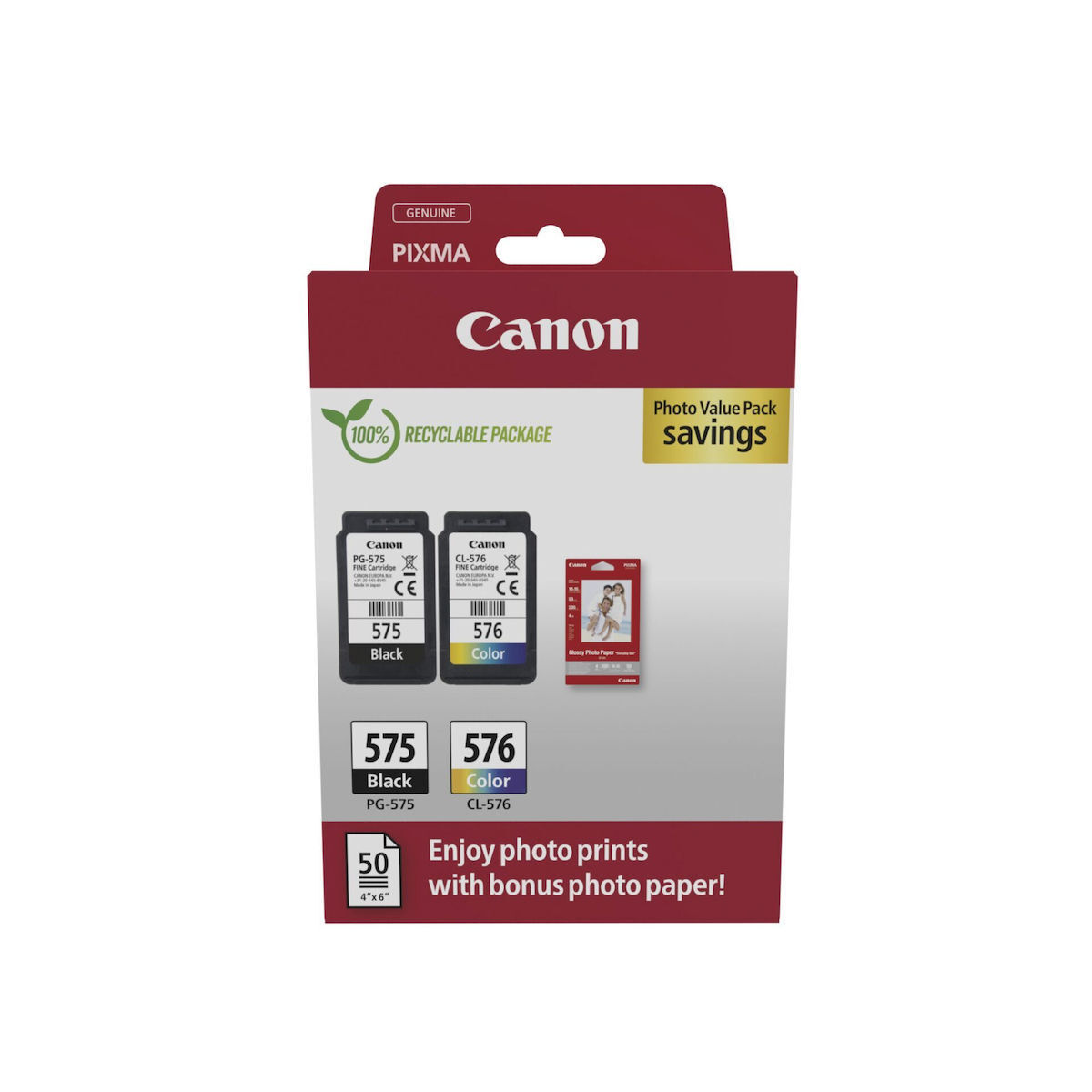 Canon PG-575 / CL-576 Γνήσιο Photo Value Pack με 2 Μελάνια Εκτυπωτή InkJet Μαύρο / Πολλαπλό (Color) (5438C004)
