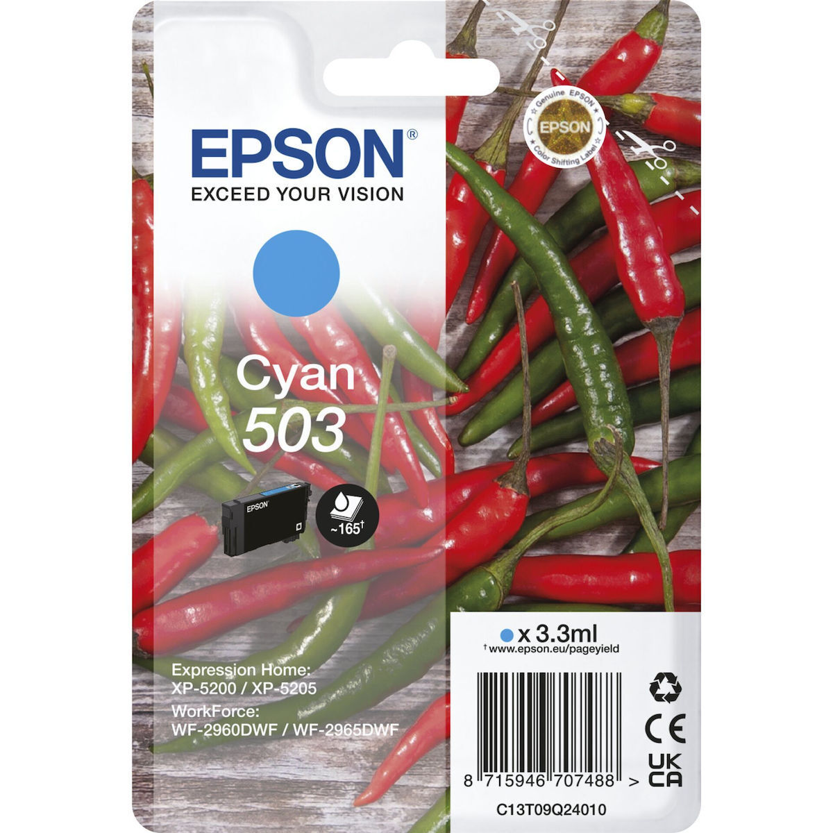 Epson 503 Γνήσιο Μελάνι Εκτυπωτή InkJet Κυανό (C13T09Q24010)