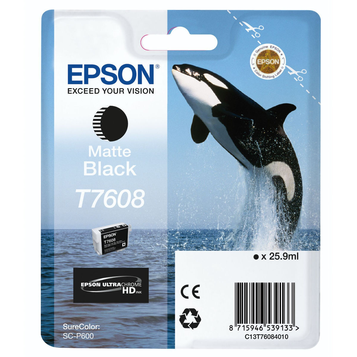 Epson T7608 Γνήσιο Μελάνι Εκτυπωτή InkJet Matte Μαύρο (C13T76084N10)