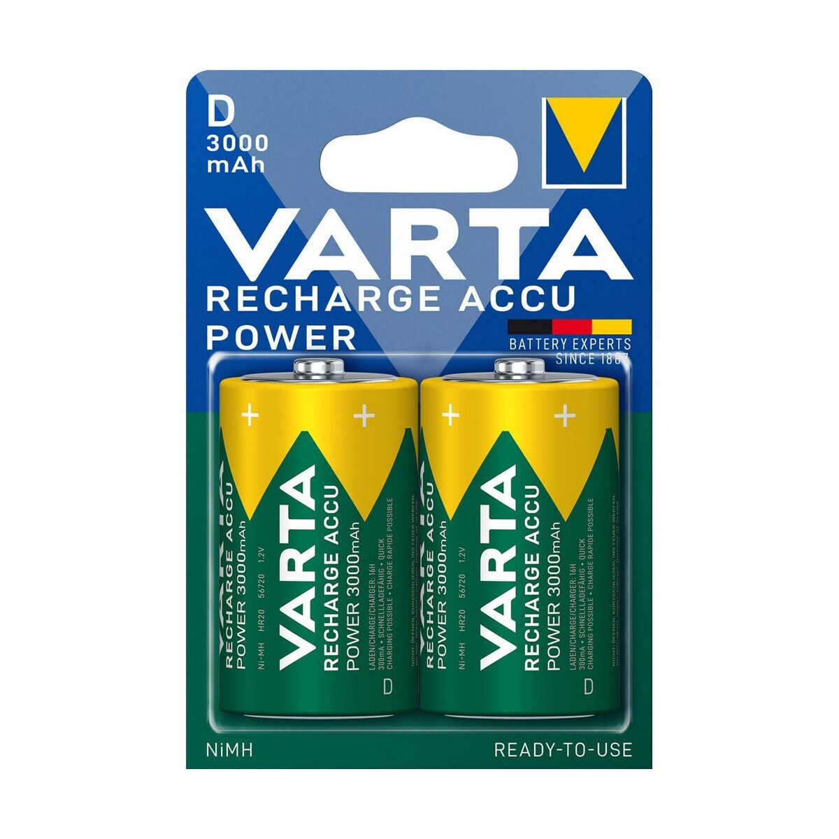 Varta Rechargeable Accu D 3000mAh 1.2V 2τμχ