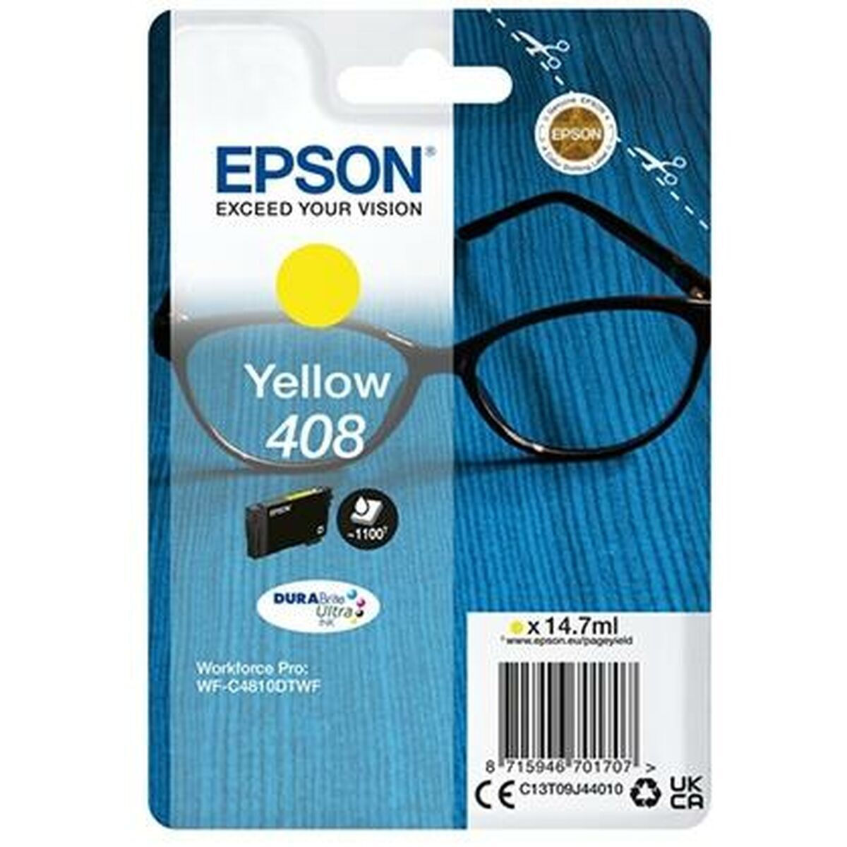 Epson 408 Γνήσιο Μελάνι Εκτυπωτή InkJet Κίτρινο (C13T09J44010)