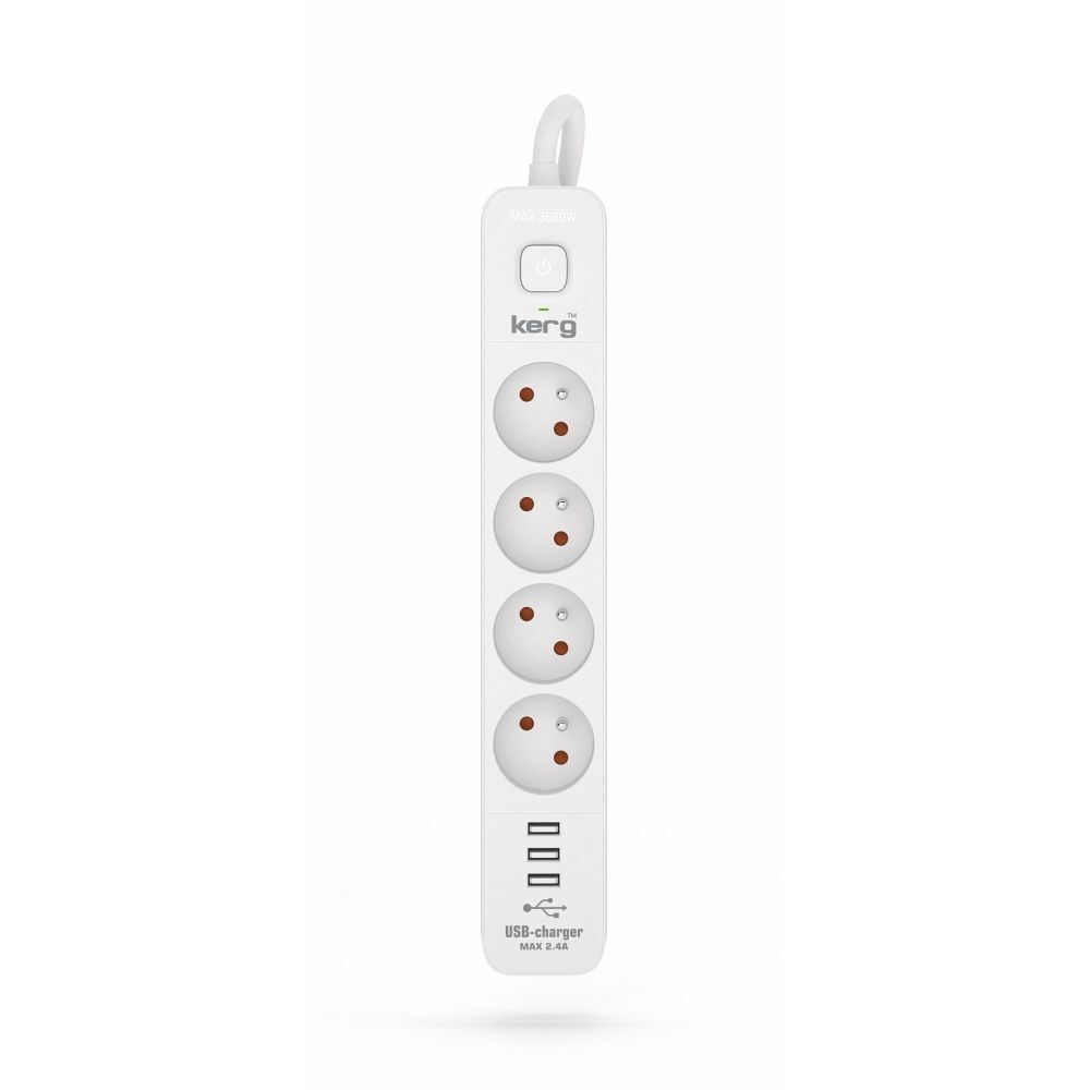 Πολύπριζο 4 Θέσεων με 3 USB-A, Διακόπτη και Καλώδιο 3m