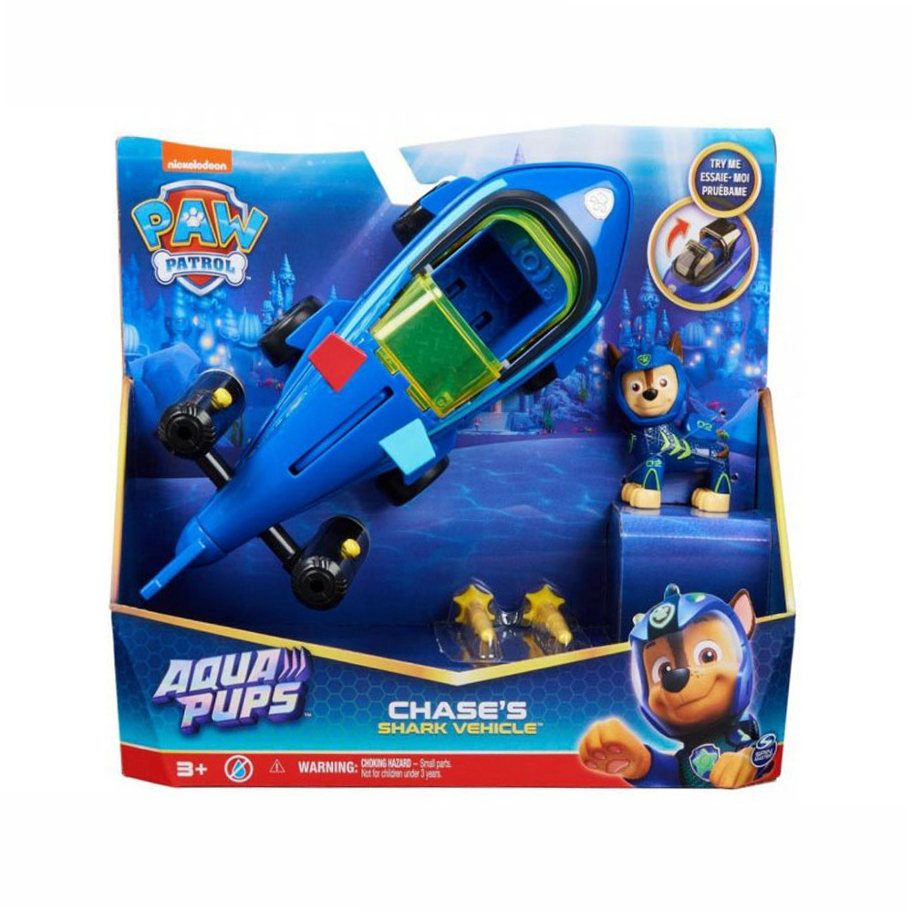 Spin Master Παιχνίδι Μινιατούρα Aqua Pups Paw Patrol Chase Shark Vehicle Μπλε για 3+ Ετών - Image 1