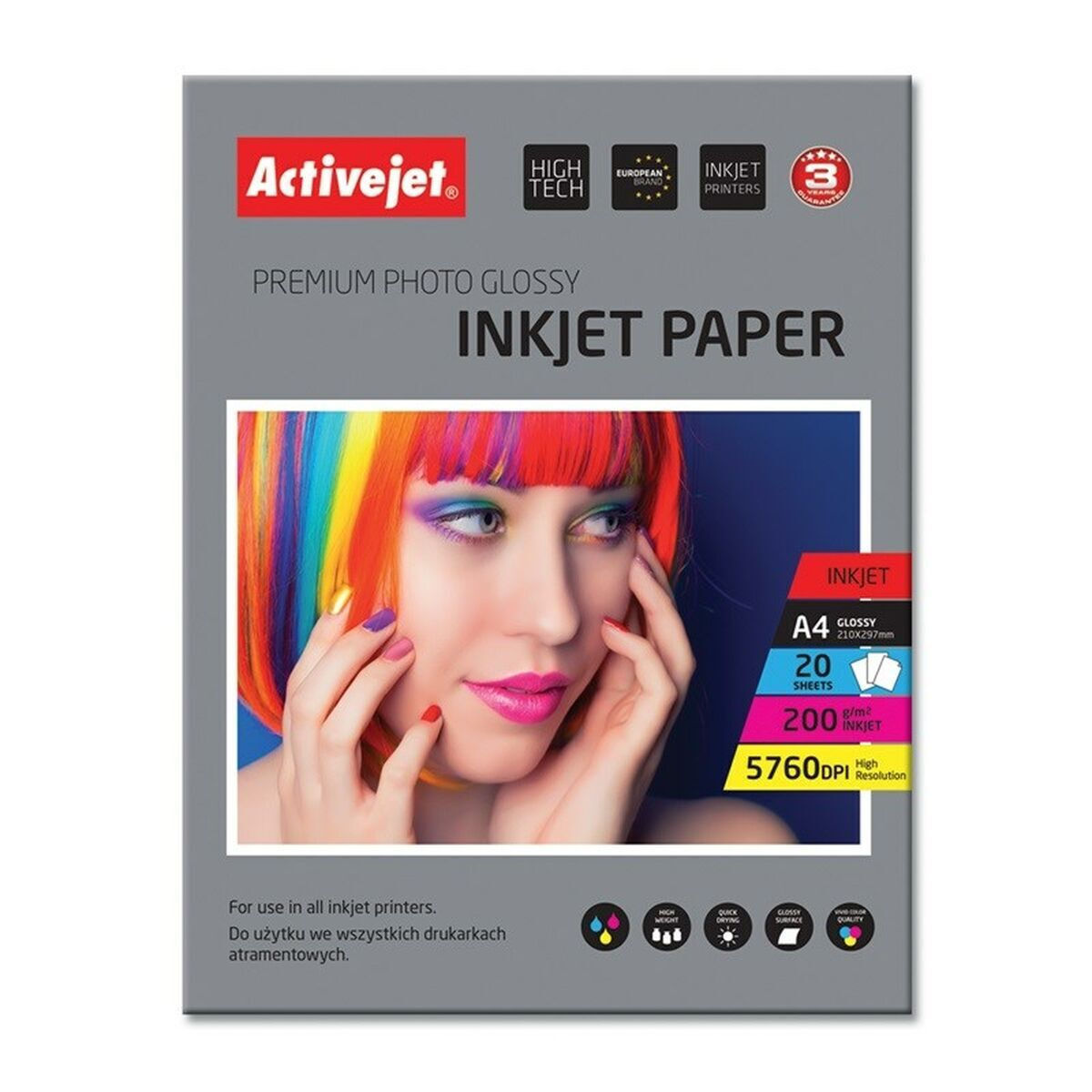 Active Jet Φωτογραφικό Χαρτί Gloss A4 (21x30) 200gr/m² για Εκτυπωτές Inkjet 20 Φύλλα