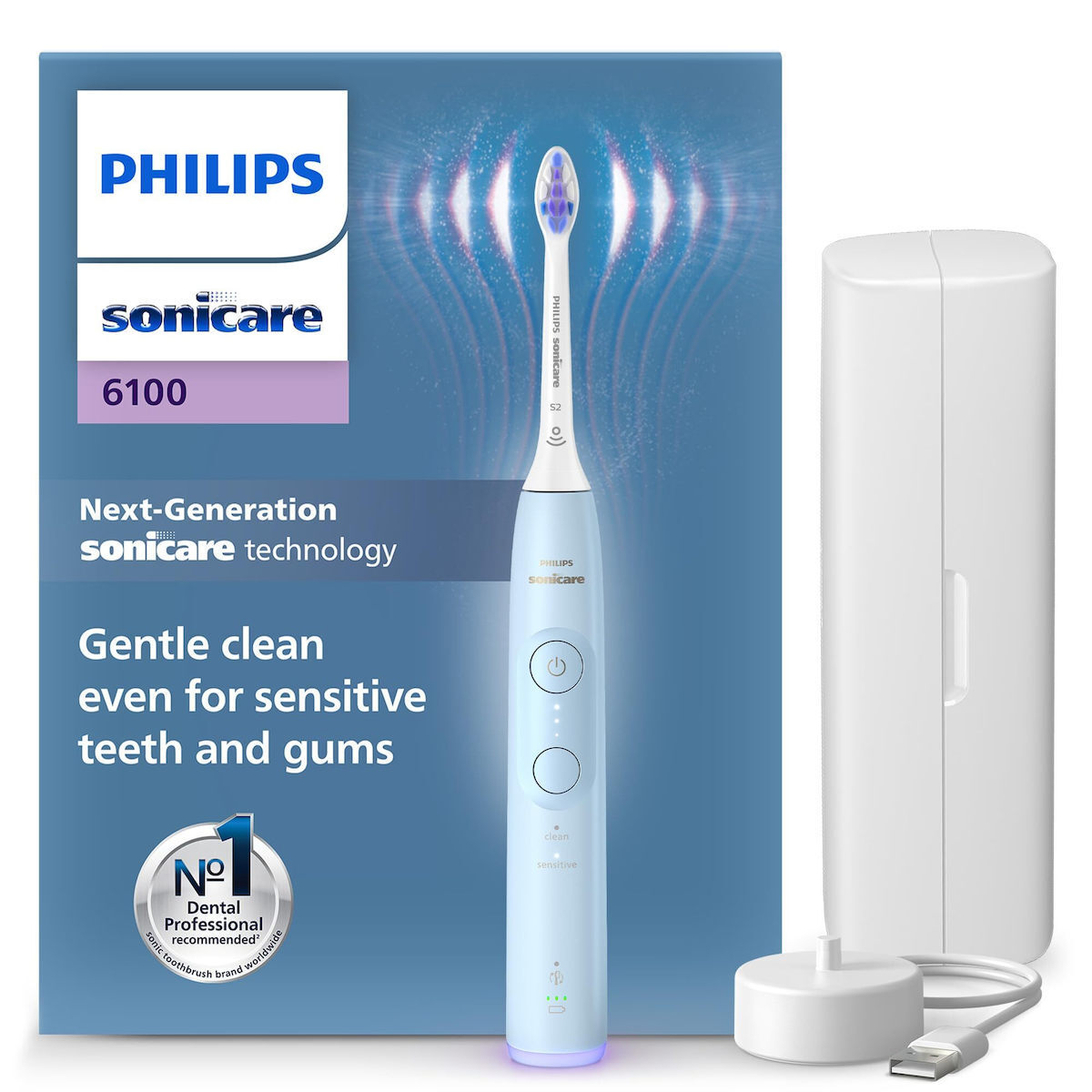 Philips Ηλεκτρική Οδοντόβουρτσα με Αισθητήρα Πίεσης και Θήκη Ταξιδίου HX7406/02 Γαλάζια