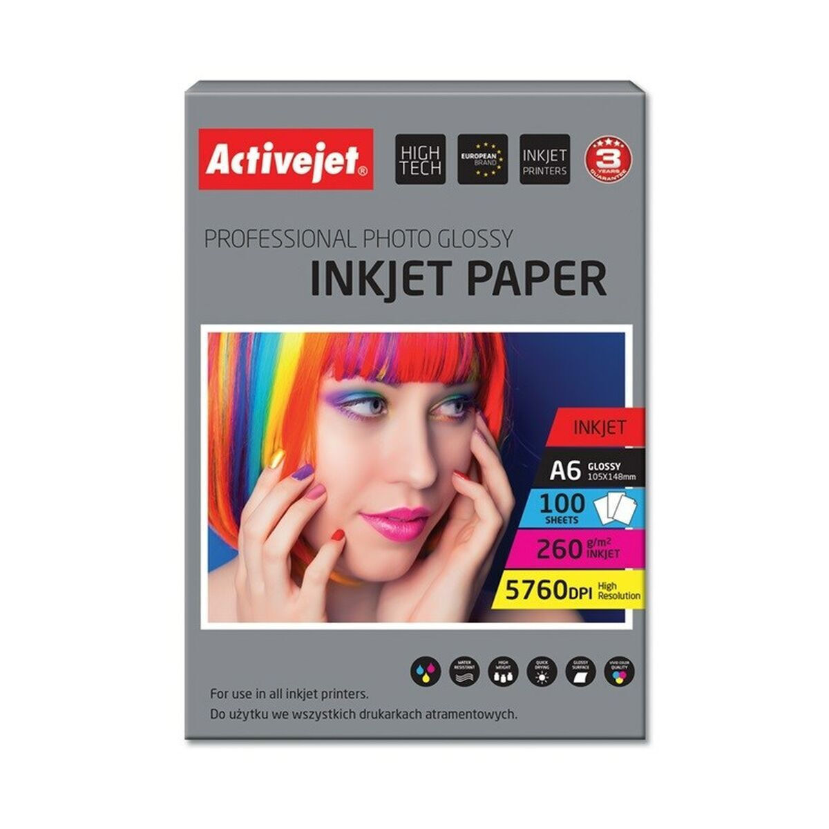 Active Jet Premium Photo Glossy Φωτογραφικό Χαρτί A6 (10x15) 260gr/m² για Εκτυπωτές Inkjet