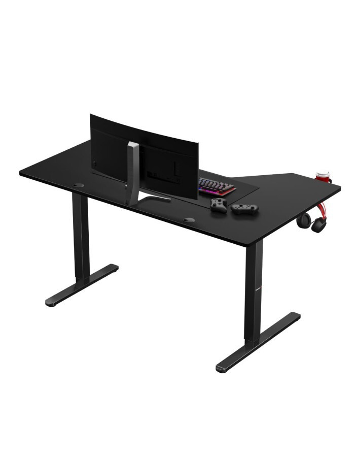 20241028233214_6d8ade90 Ηλεκτρικό Γραφείο Gaming Hero 9.1 με Ρυθμιζόμενο Ύψος, LED & USB θύρες 147x112x74εκ. Μαύρο - Image 5