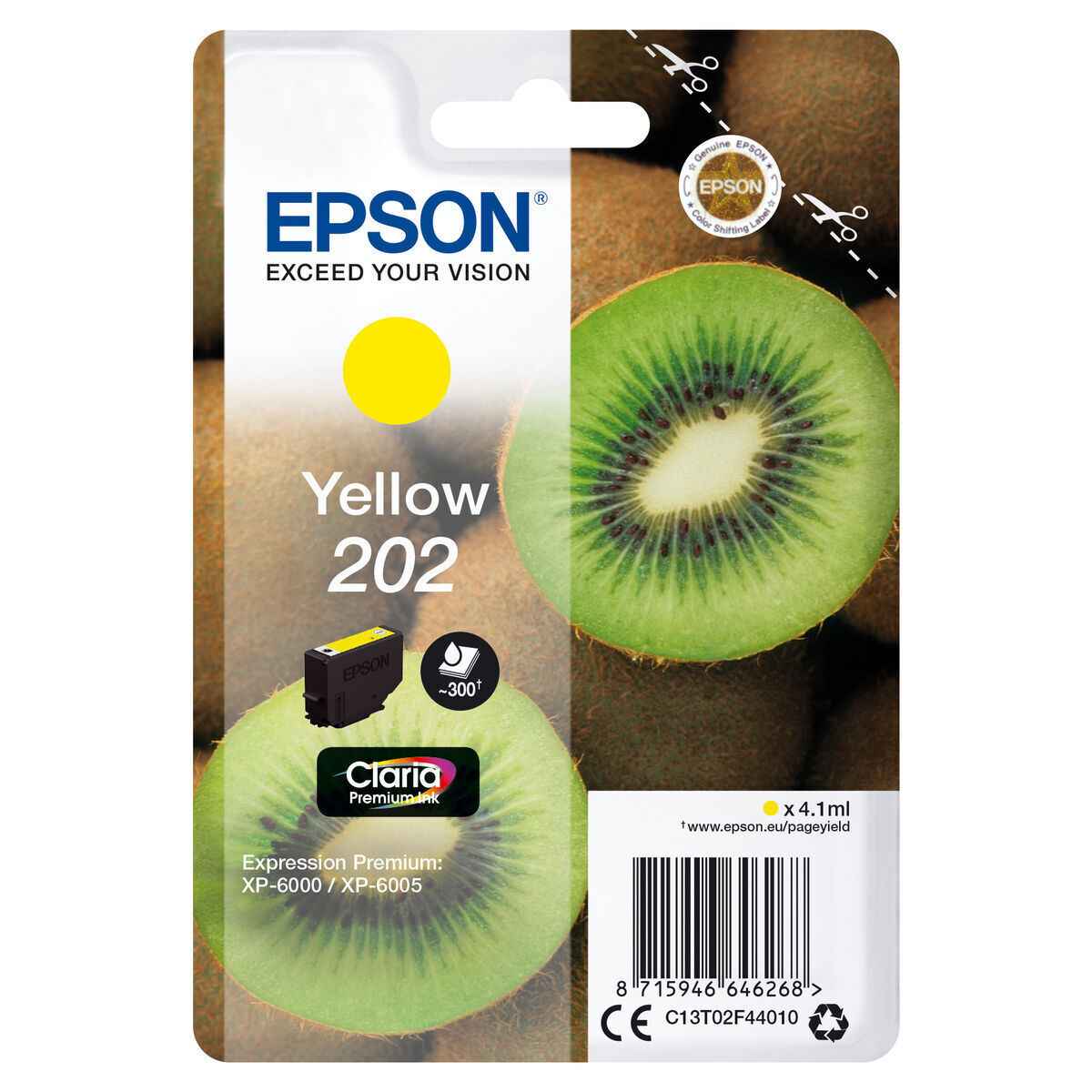 Epson 202 Yellow Γνήσιο Μελάνι Εκτυπωτή InkJet Κίτρινο (C13T02F44020)