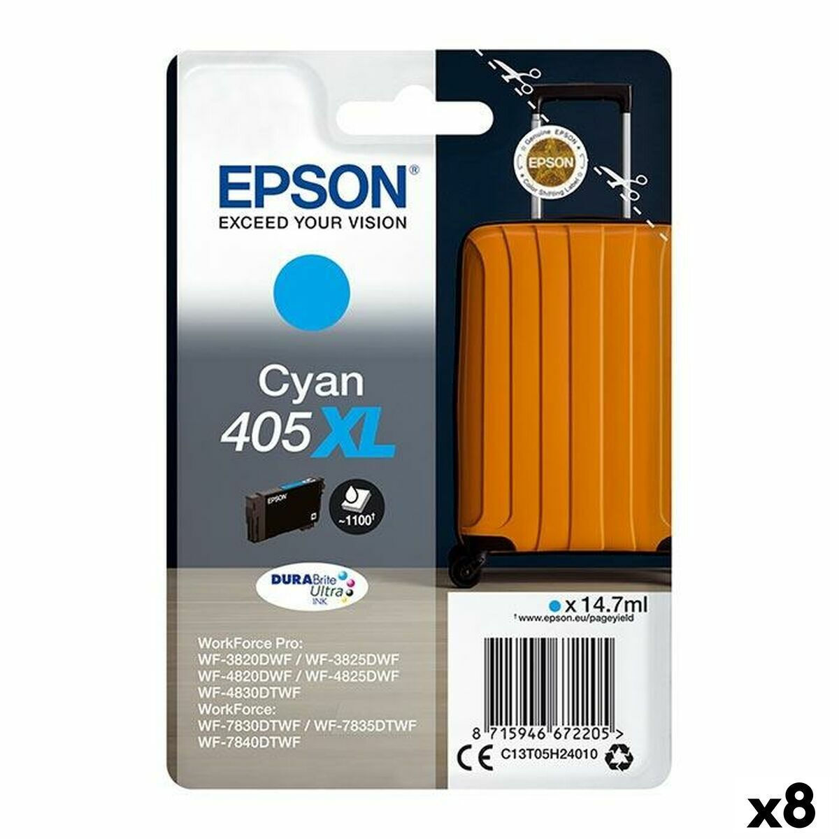 Epson 405XL Γνήσιο Μελάνι Εκτυπωτή InkJet Κυανό