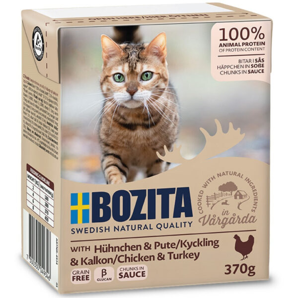 Bozita Tetrapack Υγρή Τροφή για Ενήλικες Γάτες σε Κονσέρβα με Γαλοπούλα και Κοτόπουλο χωρίς Σιτηρά & Γλουτένη 370gr A35-BOZ.64934