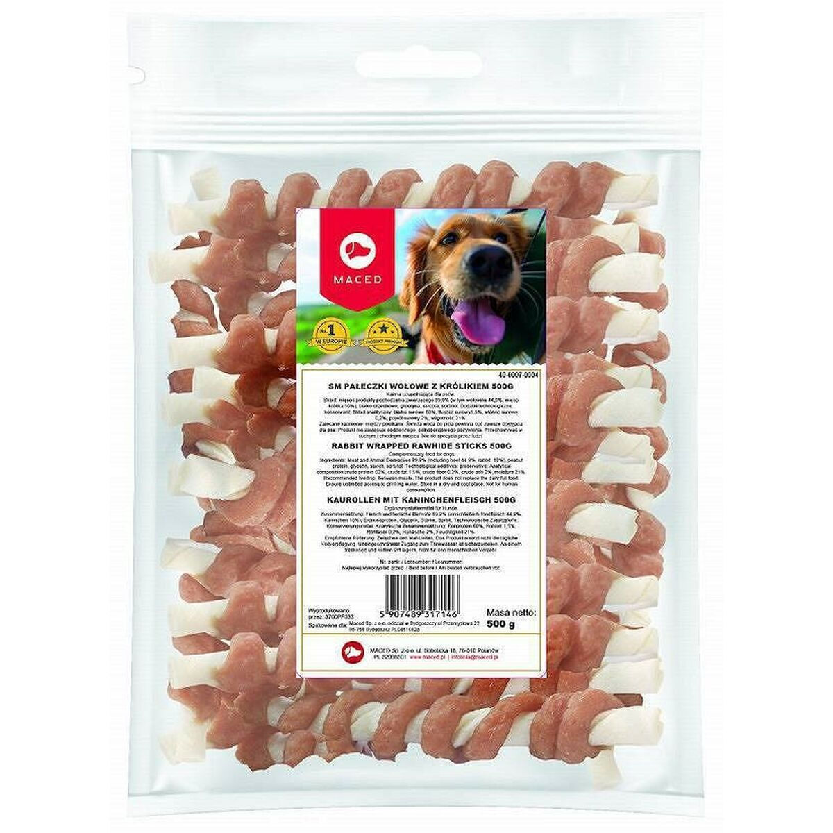 Maced Wrapped Rawhide Λιχουδιές σε Stick Σκύλου με Κουνέλι 500gr