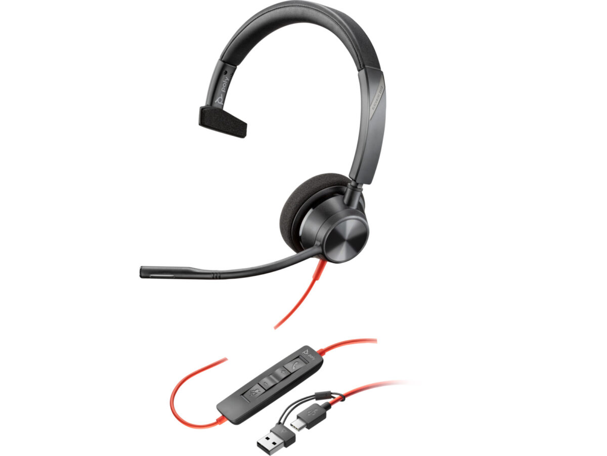 Poly Blackwire 3310 On Ear Multimedia Ακουστικά με μικρόφωνο και σύνδεση USB-A / USB-C - Image 2