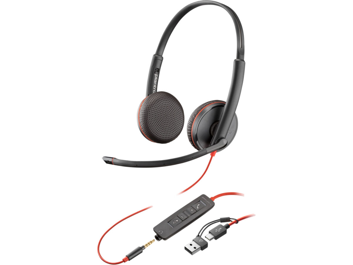 Poly Blackwire 3225 On Ear Multimedia Ακουστικά με μικρόφωνο και σύνδεση 3.5mm Jack / USB-C - Image 2