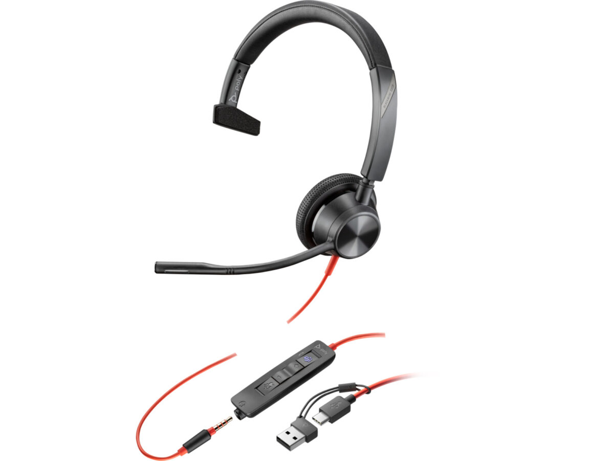 Poly Blackwire 3315 On Ear Multimedia Ακουστικά με μικρόφωνο και σύνδεση USB-C / 3.5mm Jack - Image 2