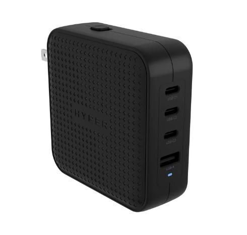 Hyper Hyperjuice 100w Usb-c Gan Travel Charger 3c+1a Black