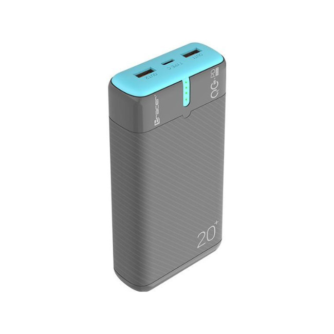 Tracer EnerGen Power Bank 20000mAh 22.5W με 2 Θύρες USB-A και Θύρα USB-C Power Delivery / Quick Charge 3.0 Gray Blue