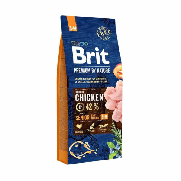 Brit Premium by Nature Senior Small/Medium 15kg Ξηρά Τροφή για Ηλικιωμένους Σκύλους Μικρόσωμων & Μεσαίων Φυλών με Καλαμπόκι και Κοτόπουλο