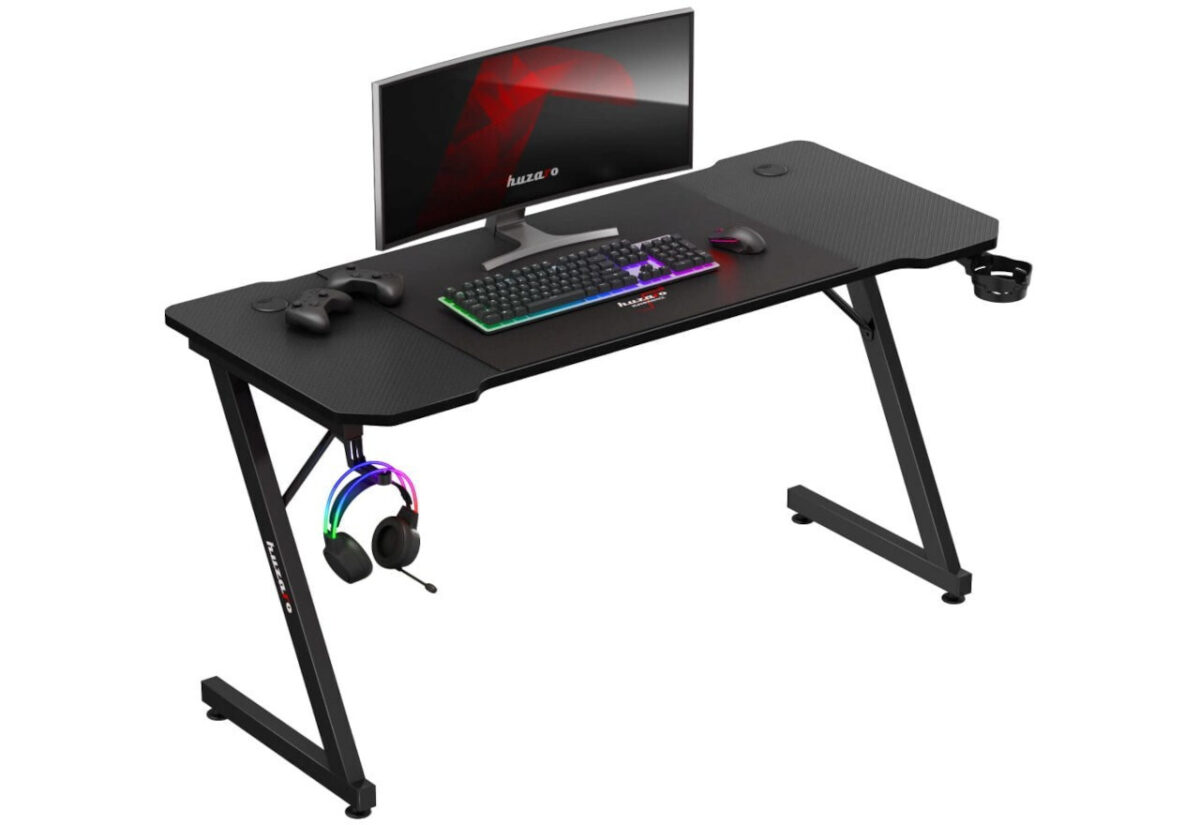 Γραφείο Gaming με Ρυθμιζόμενο Ύψος 140x60x74εκ. Black - Image 5