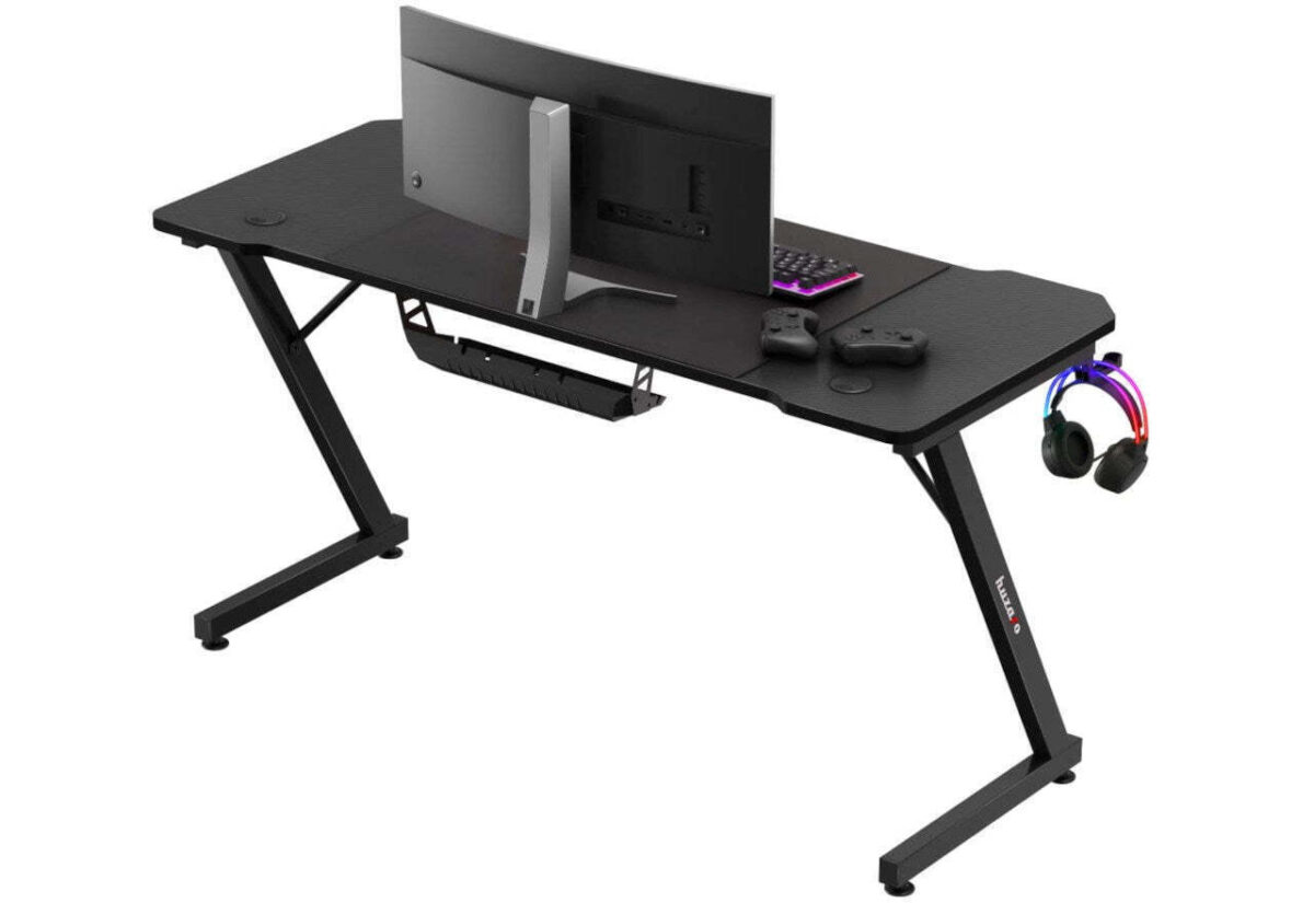 Γραφείο Gaming με Ρυθμιζόμενο Ύψος 140x60x74εκ. Black - Image 3