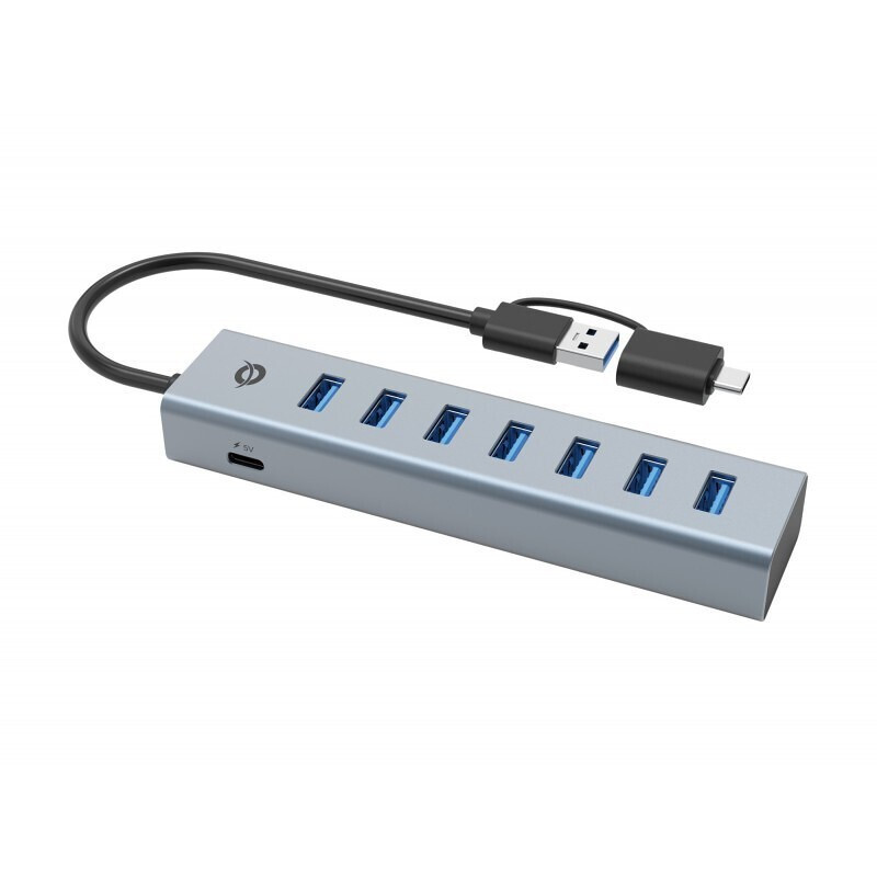 Conceptronic USB 3.0 Hub 7 Θυρών με σύνδεση USB-A / USB-C & Θύρα Φόρτισης Ασημί - Image 1