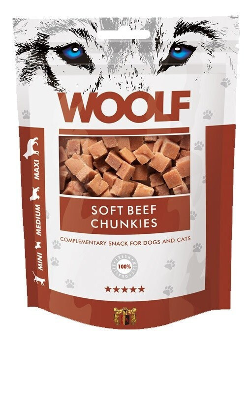 Woolf Snacks Soft Beef Chunkies Μπισκότο Σκύλου με Βοδινό 100gr