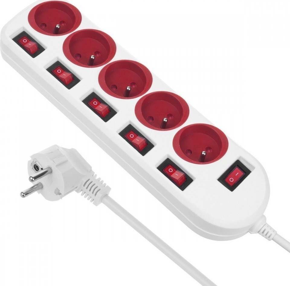 Maclean Energy Πολύπριζο Ασφαλείας 5 Θέσεων με USB-A, Διακόπτη και Καλώδιο 1.5m