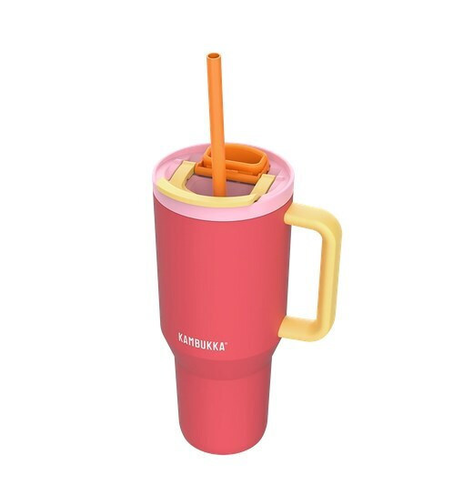 Kambukka 950ml Pink Papaya Thermal Mug Telescopic Straw