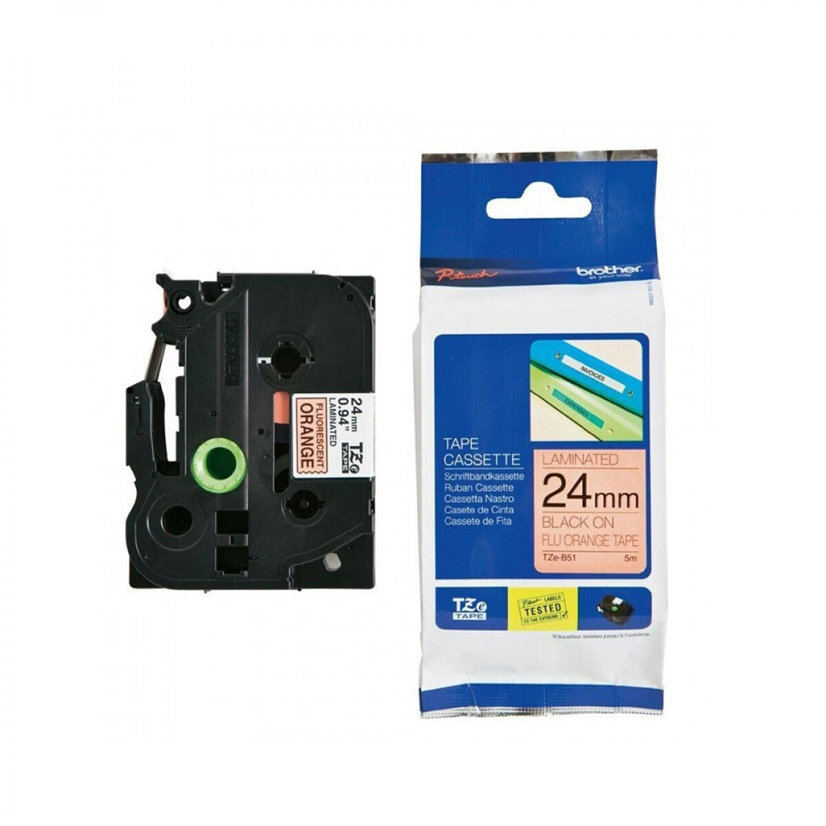 Brother TZe-B51 Ταινία Ετικετογράφου 5m x 24mm σε Πορτοκαλί Χρώμα - Image 1