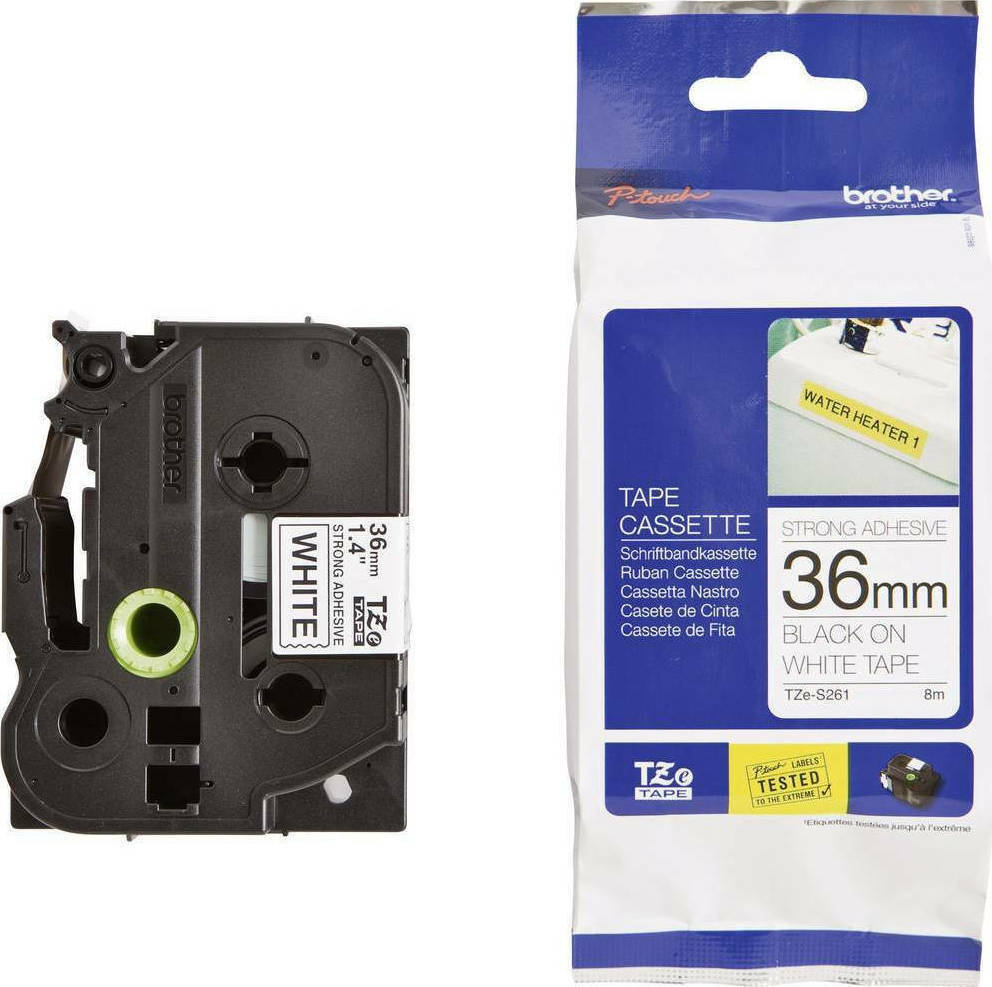 Tze-s261 Laminated Tape 36 Mm Black On White Extra Strong - Image 1