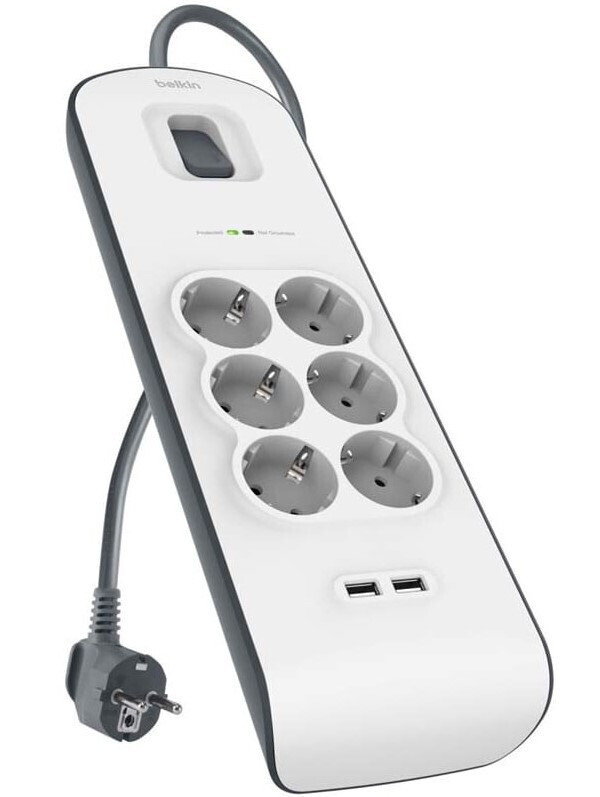 Belkin Πολύπριζο Ασφαλείας 6 Θέσεων με Καλώδιο 2m