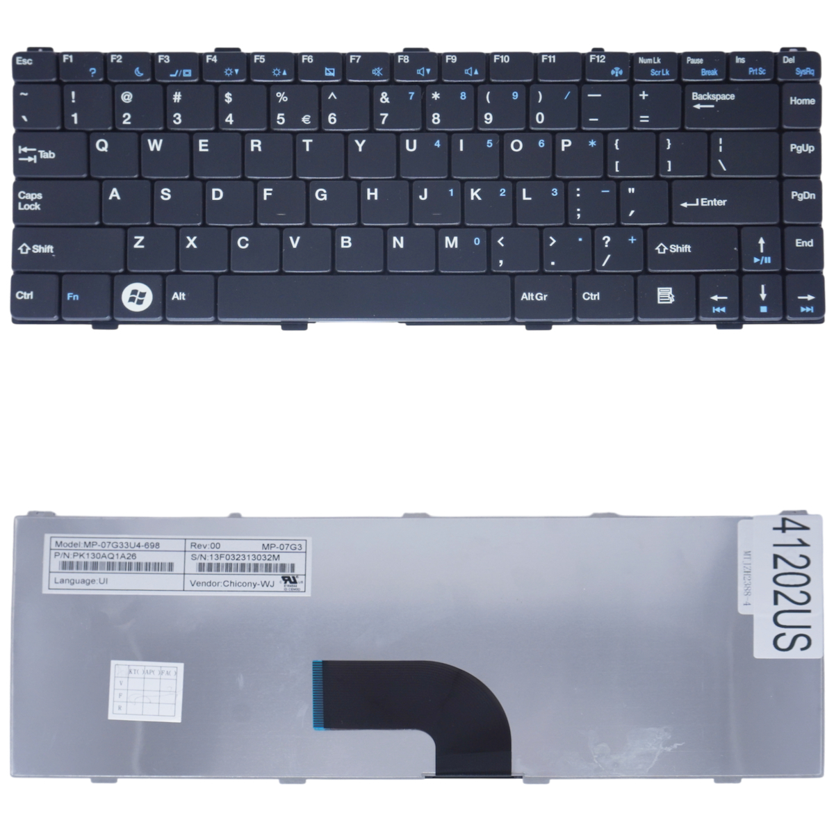 Πληκτρολόγιο Laptop Keyboard Benq Joybook S43 S46 S43-lc10 S43-lc12 S46 S46-xc01 Dh1404 Sg-28120-xua Pk130aq1a26 Mp-07g33u4-698 Us Black Κωδ.41202us - Image 1