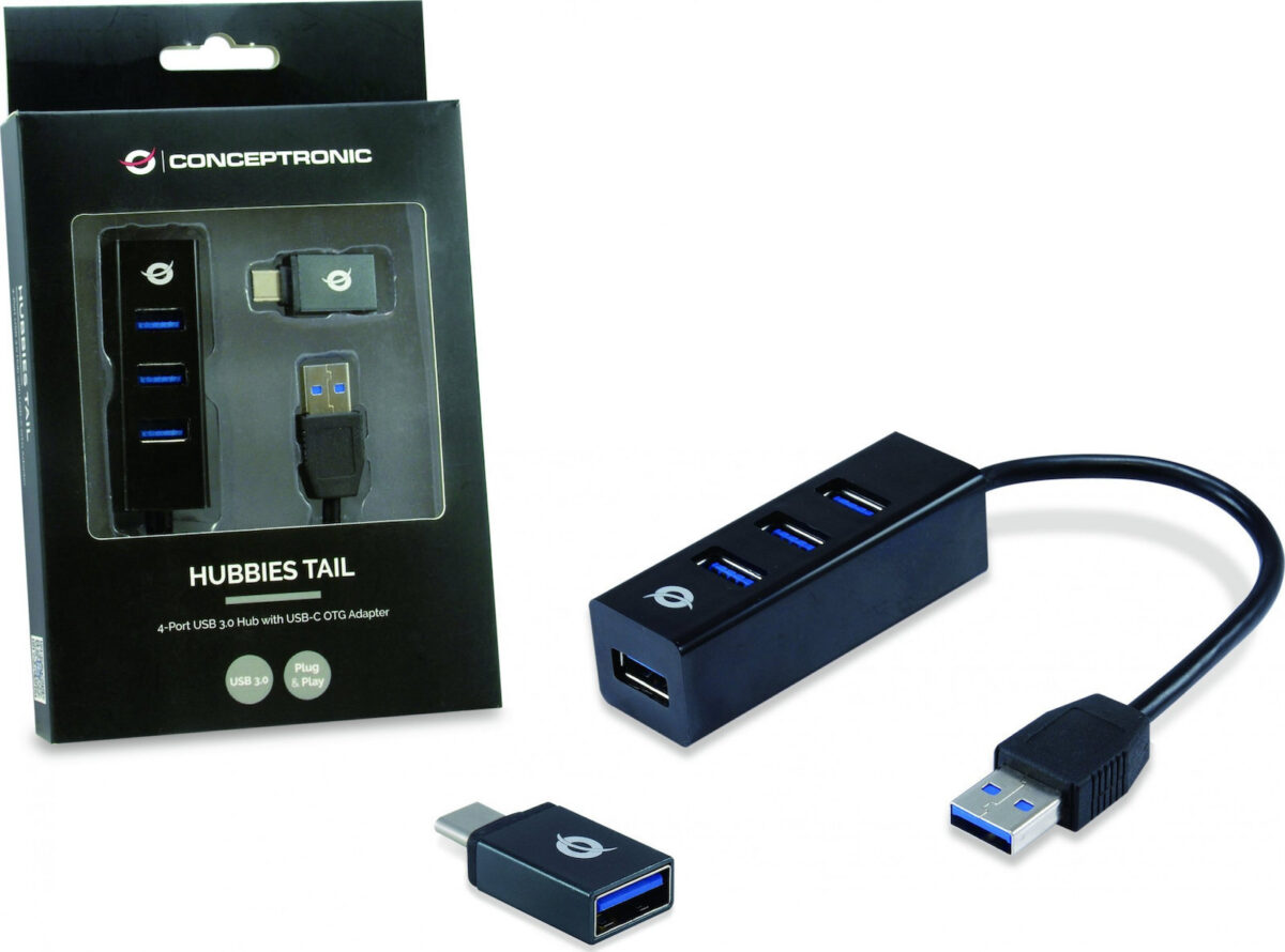 Conceptronic USB 3.0 Hub 4 Θυρών με σύνδεση USB-A / USB-C - Image 2