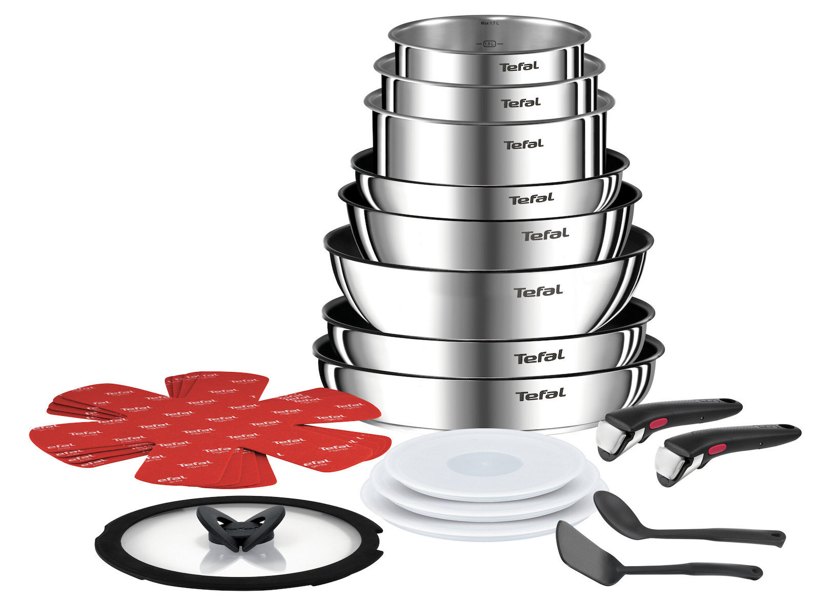 Tefal Ingenio Emotion Σετ Τηγάνια από Ανοξείδωτο Ατσάλι Silver με Αντικολλητική Επίστρωση 20τμχ