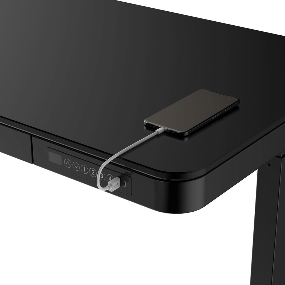 Γραφείο με Ρυθμιζόμενο Ύψος & USB θύρες 140x70x50εκ. Black