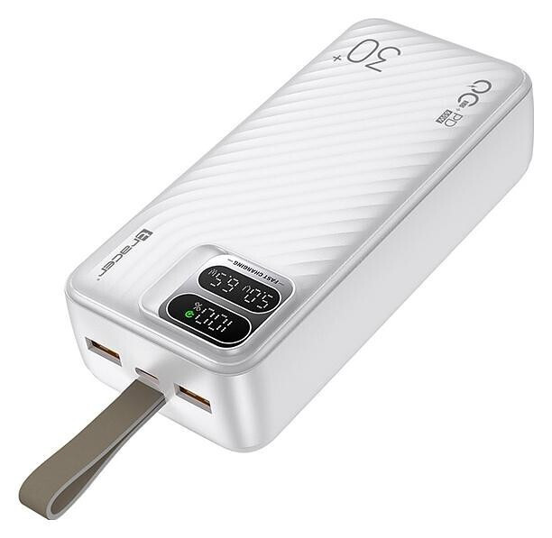Tracer Blaze Power Bank 30000mAh 65W με 2 Θύρες USB-A και Θύρα USB-C Λευκό