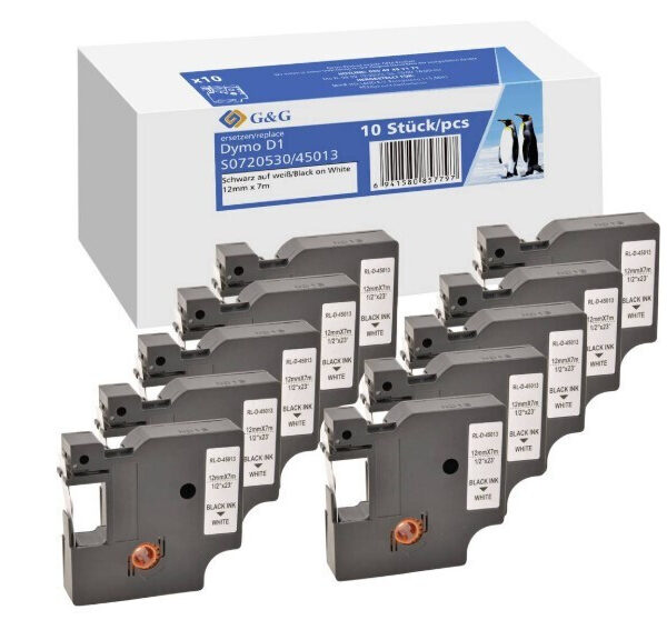 G&G Ταινία Ετικετογράφου 1m x 12mm σε Μαύρο Χρώμα