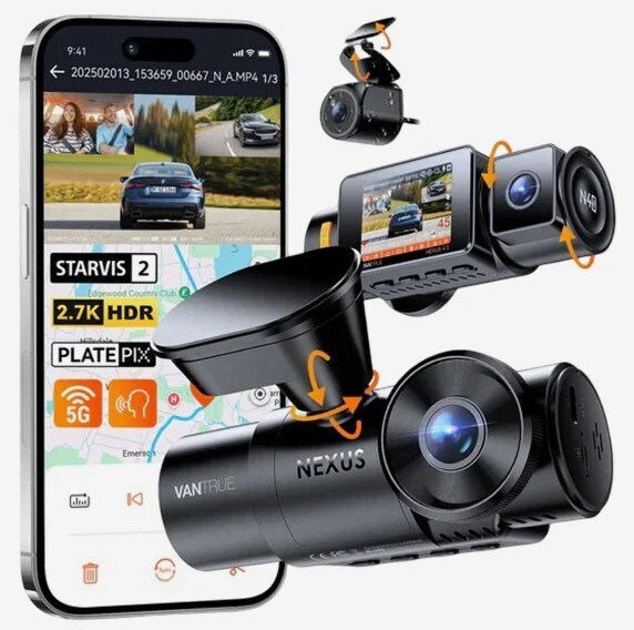 Vantrue Nexus 4 S Κάμερα DVR Αυτοκινήτου με Οθόνη 2" WiFi, GPS για Παρμπρίζ