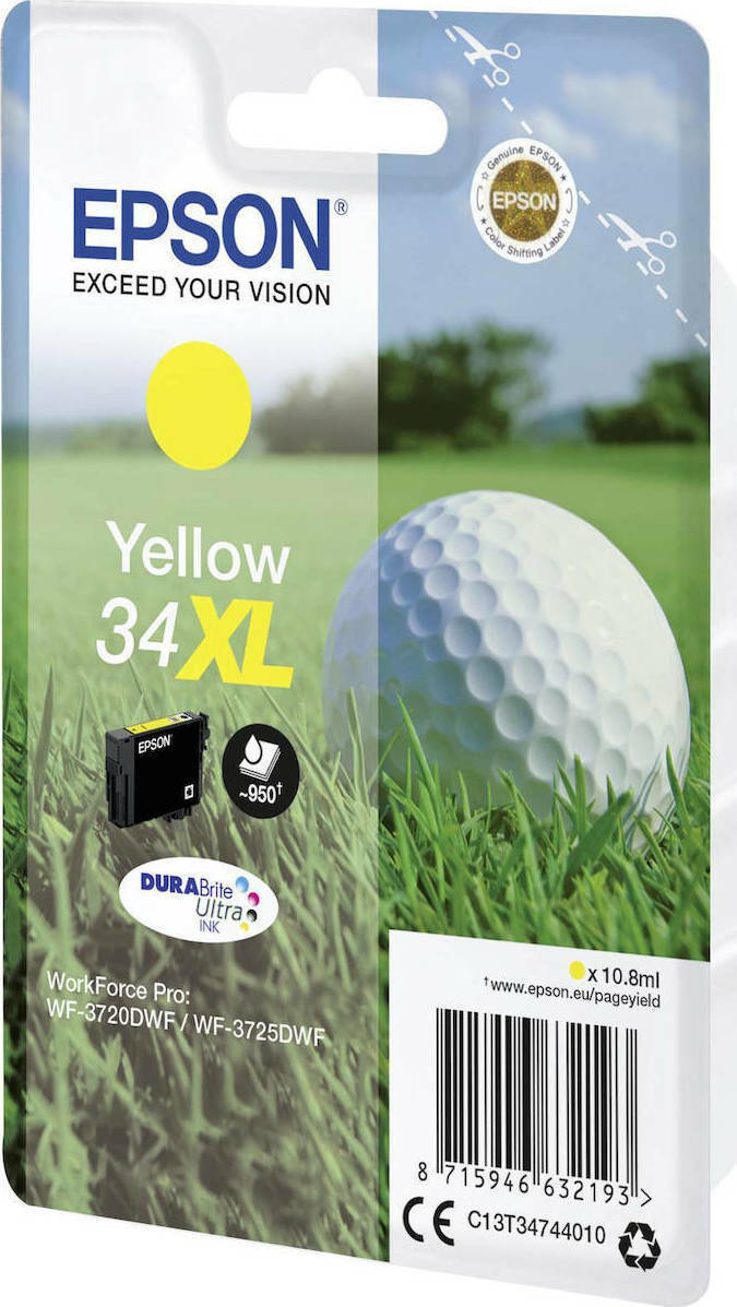 Epson 34XL Γνήσιο Μελάνι Εκτυπωτή InkJet Κίτρινο (C13T34744010) - Image 1