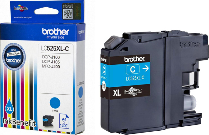 Brother LC-525XL Γνήσιο Μελάνι Εκτυπωτή InkJet Κυανό (LC-525XLC)