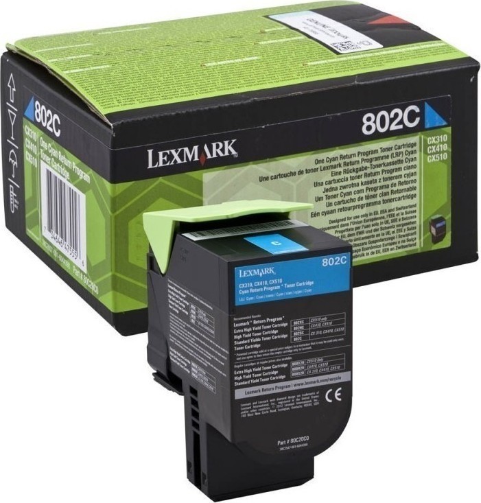 20170801101319_f5fdbc5b Lexmark 802 Γνήσιο Toner Laser Εκτυπωτή Κυανό Return Program 1000 Σελίδων (80C20C0) - Image 2