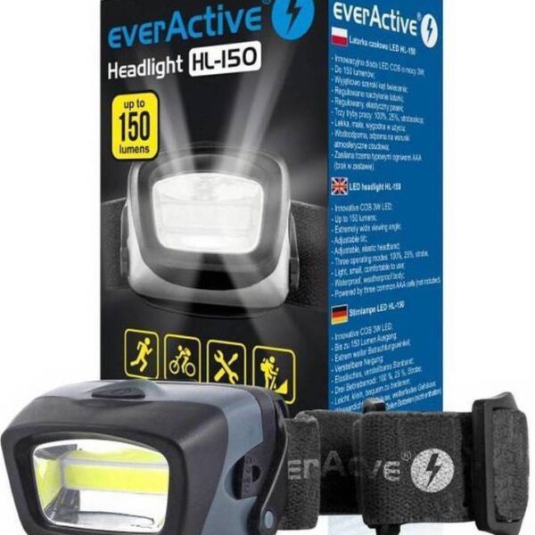 everActive HL-150 Στεγανός Επαναφορτιζόμενος Φακός Κεφαλής LED 150lm
