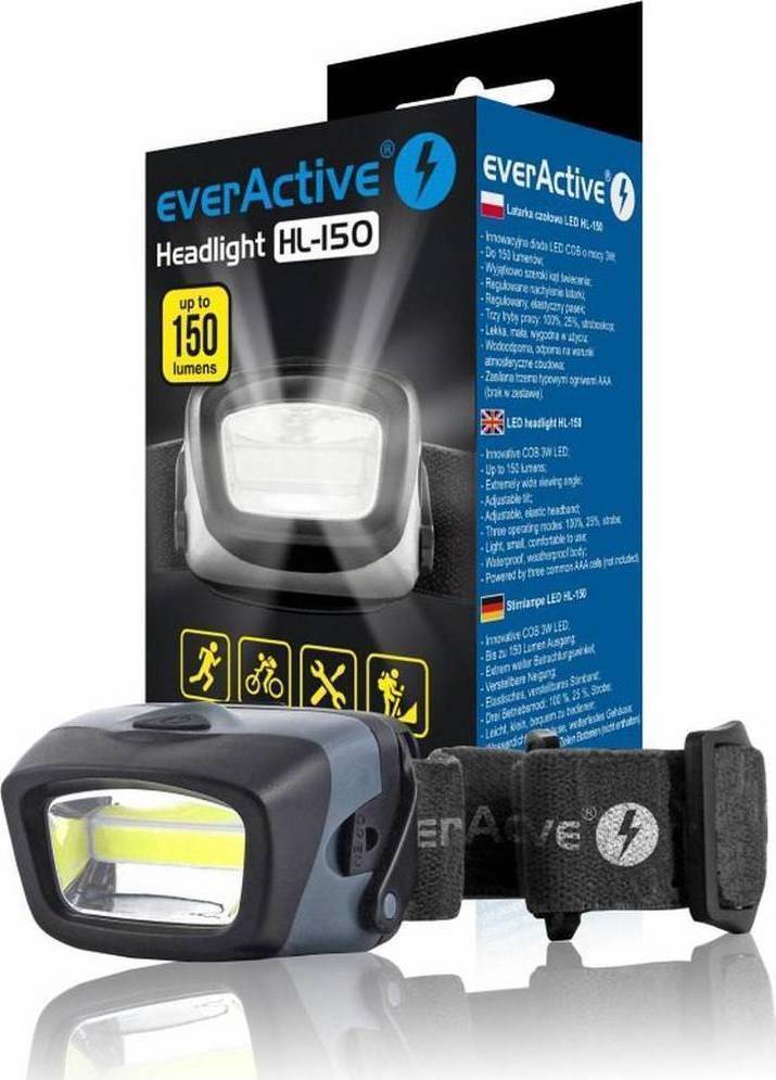 20170928133749_everactive_hl_150 everActive HL-150 Στεγανός Επαναφορτιζόμενος Φακός Κεφαλής LED 150lm - Image 1