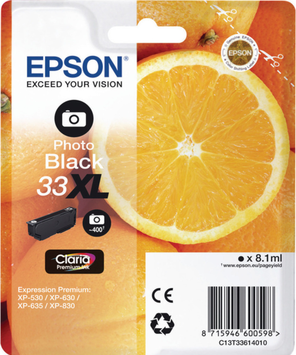 Epson 33XL Γνήσιο Μελάνι Εκτυπωτή InkJet Photo Μαύρο (C13T33614010 C13T33614012)