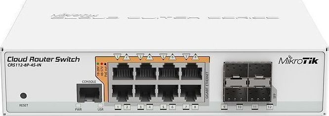 MikroTik CRS112-8P-4S-IN Unmanaged L2 PoE+