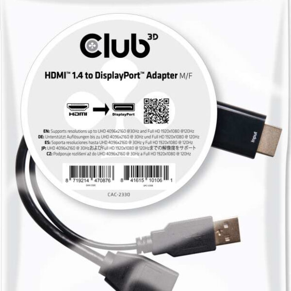 Club3D HDMI male σε DisplayPort male 1τμχ (CAC-2330)
